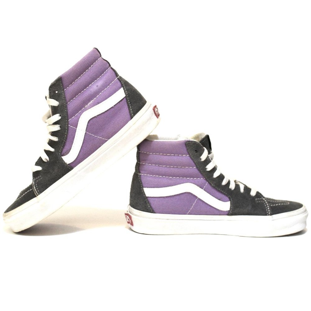 Vans SK8-Hi Purple Canvas Grey Suede Womens Size 6.0 Hi Top Sneakers / Mens 4.5